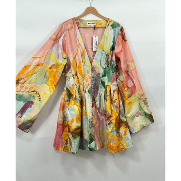 ANDREA IYAMAH Sz XXL 2x Zuli Print Pana Romper NWT Watercolor Cotton - Picture 7 of 11